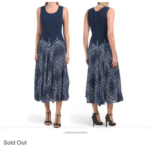 Vasna Red Bandana Bubble Hem Fitted bodice Flowy Full skirt Sleeveless Dress S - Picture 9 of 9